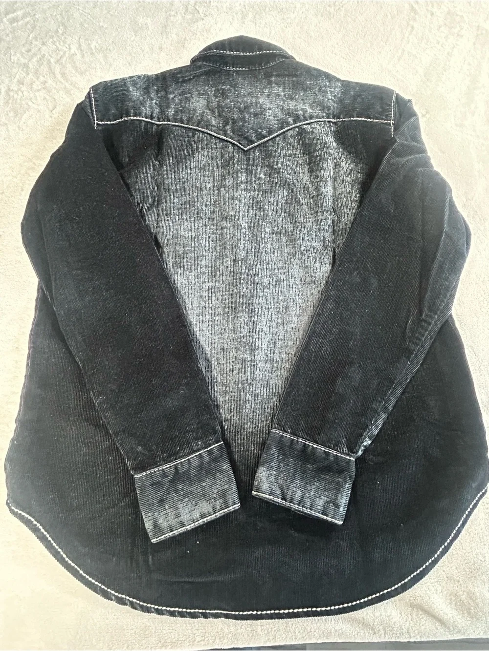 True Religion Black Corduroy Western Shirt Long Sleeve pearl Snap Button Size M